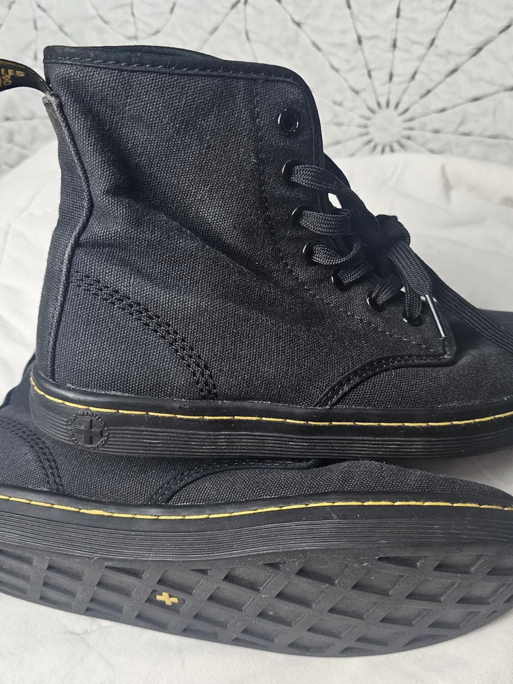 Dr. Martens Shoreditch Black Unisex High-Top Canvas Boots Size 4